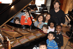 Dr. Silva with a group of beginning students.