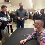 Cameron Carpenter encouraging the young students.