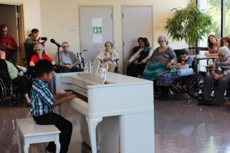 Daniel performs at senior center