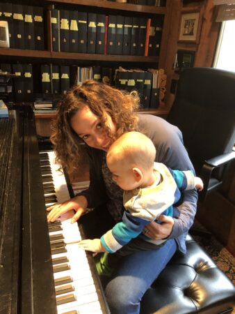Daniela and baby Leo at the piano 2