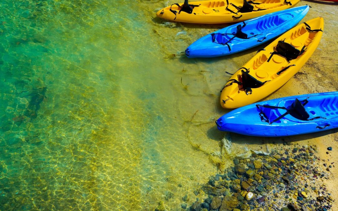 kayaks on shore