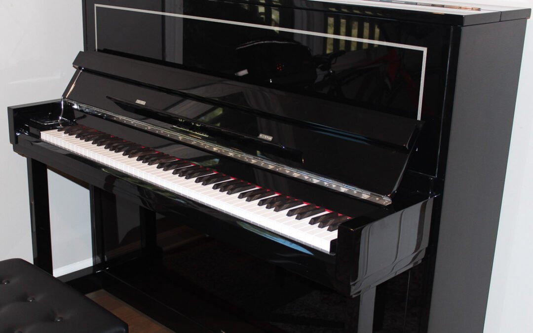 upright piano, new shiny black