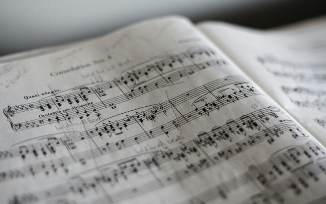 black and white music score